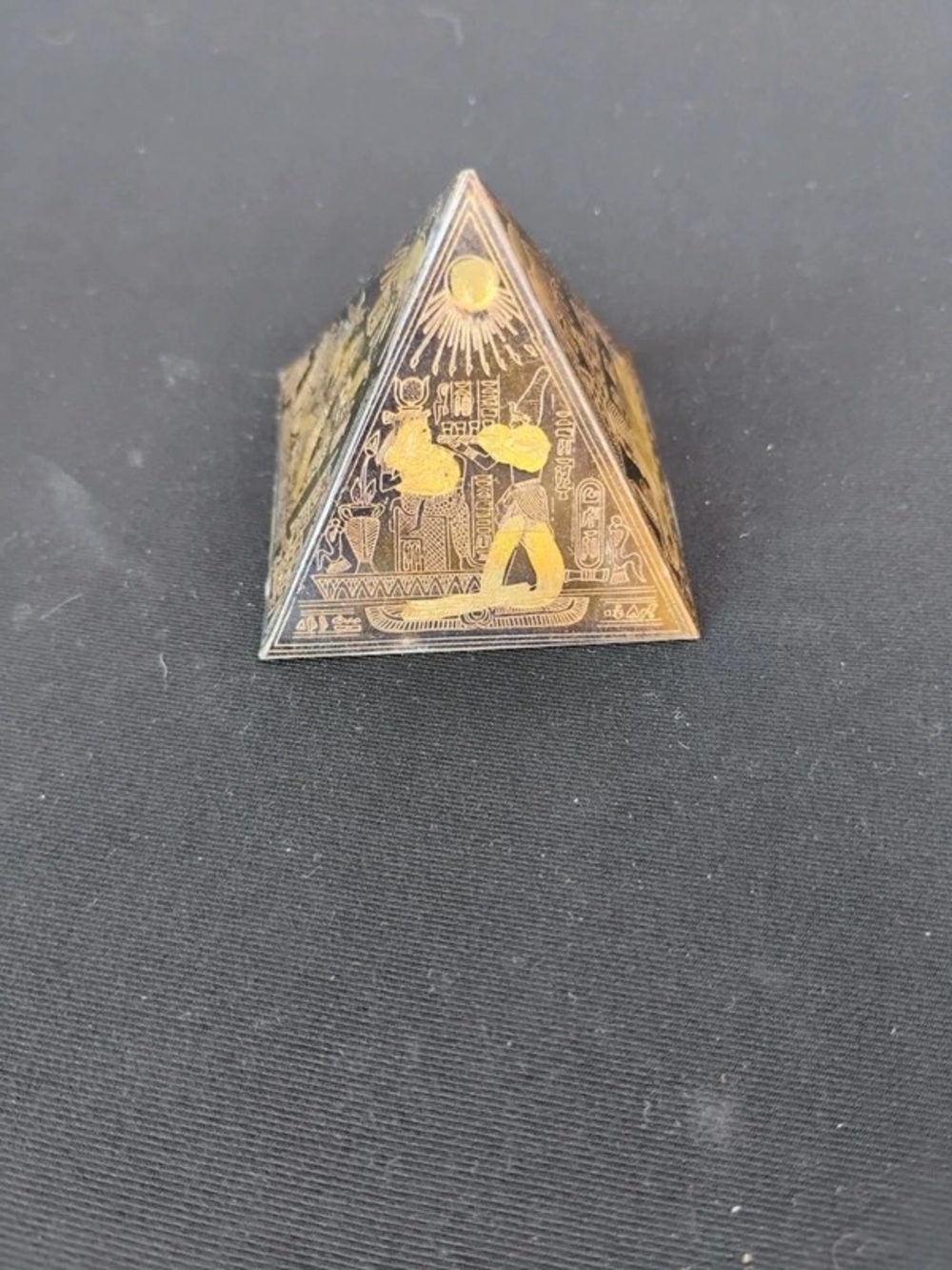 Vintage Etched Brass Egyptian Pyramid